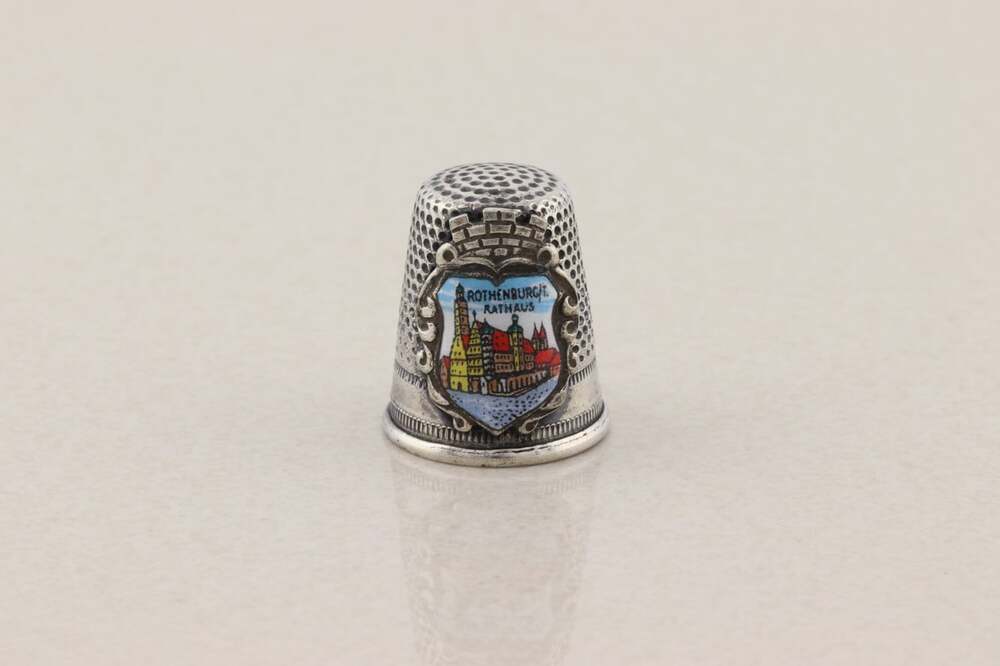 Sterling Silver Souviner Thimble Rothenburg Rothaus Germany Size 10 Opening 17mm